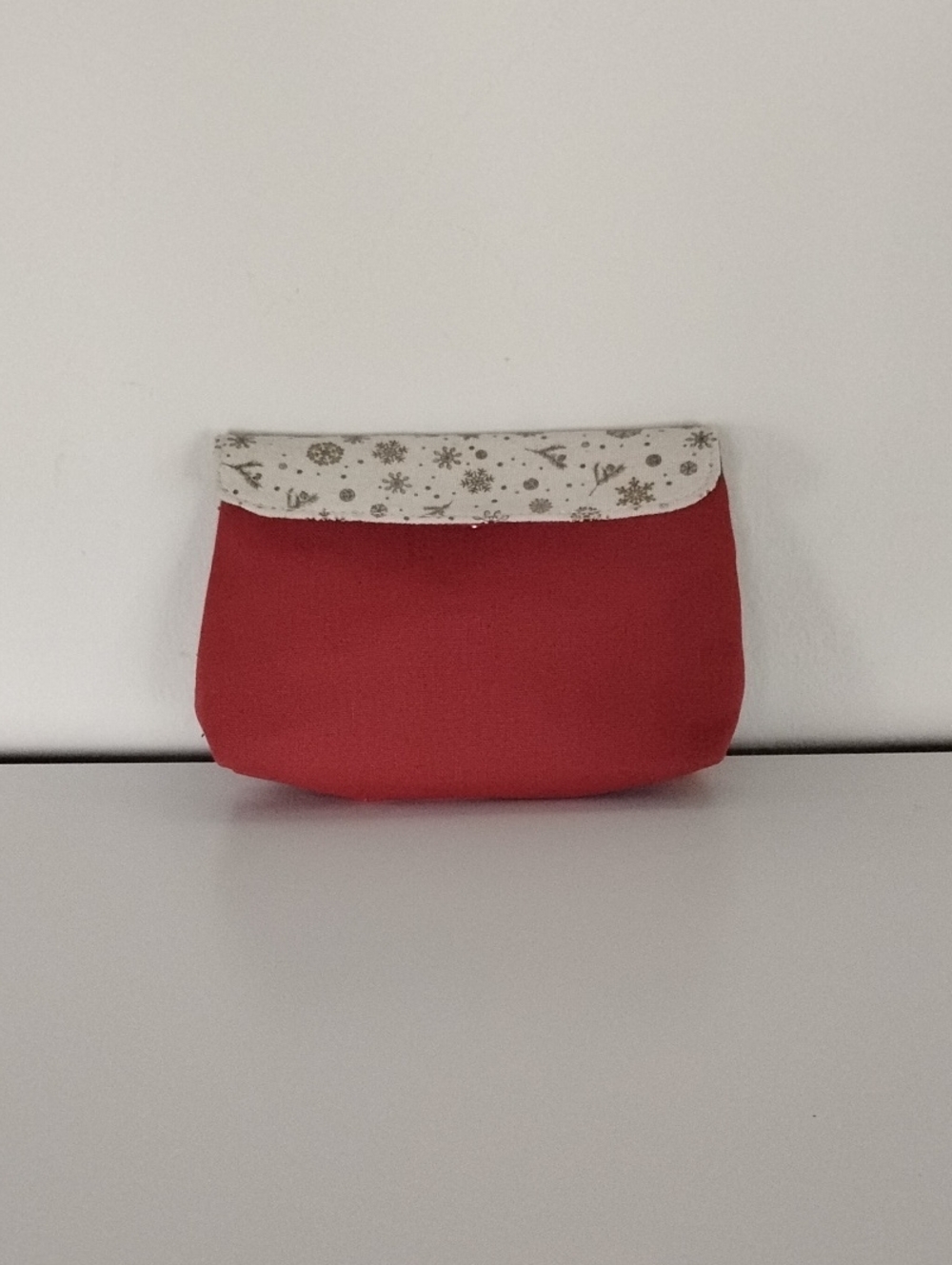 EAC Red Canvas Cosmetic Pouch with Cream Patterned Trim